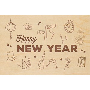 Carte postale bois new year
